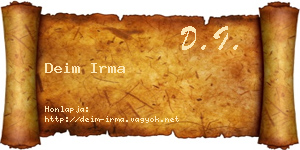 Deim Irma névjegykártya